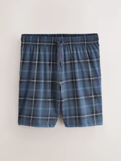 Black/Navy Blue Check Short Sleeve Jersey Pyjamas Set 2 Pack