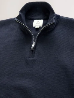 Black/Navy Blue N.Premium 100% Cotton Regular Fit Premium Quarter Zip Jumpers 2 Pack