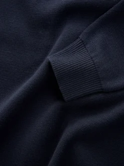 Black/Navy Blue N.Premium 100% Cotton Regular Fit Premium Quarter Zip Jumpers 2 Pack