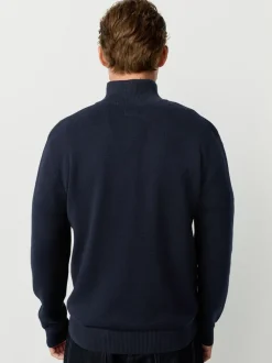 Black/Navy Blue N.Premium 100% Cotton Regular Fit Premium Quarter Zip Jumpers 2 Pack