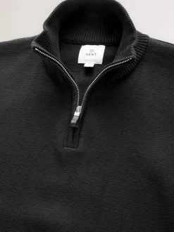 Black/Navy Blue N.Premium 100% Cotton Regular Fit Premium Quarter Zip Jumpers 2 Pack