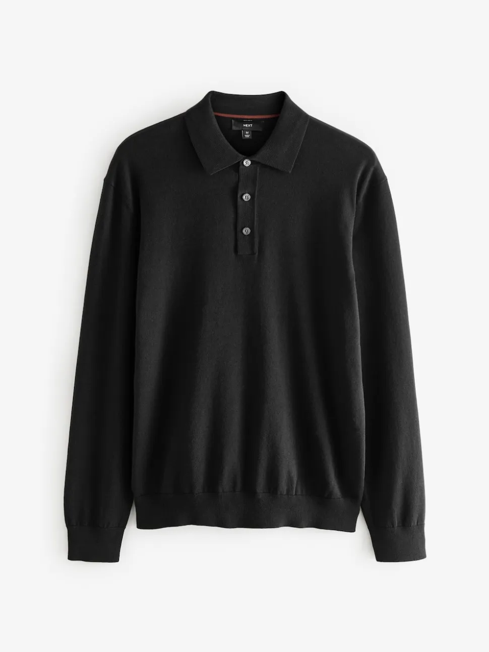 Black/Navy Blue Regular Fit Knitted Long Sleeve Polo Shirts 2 Pack