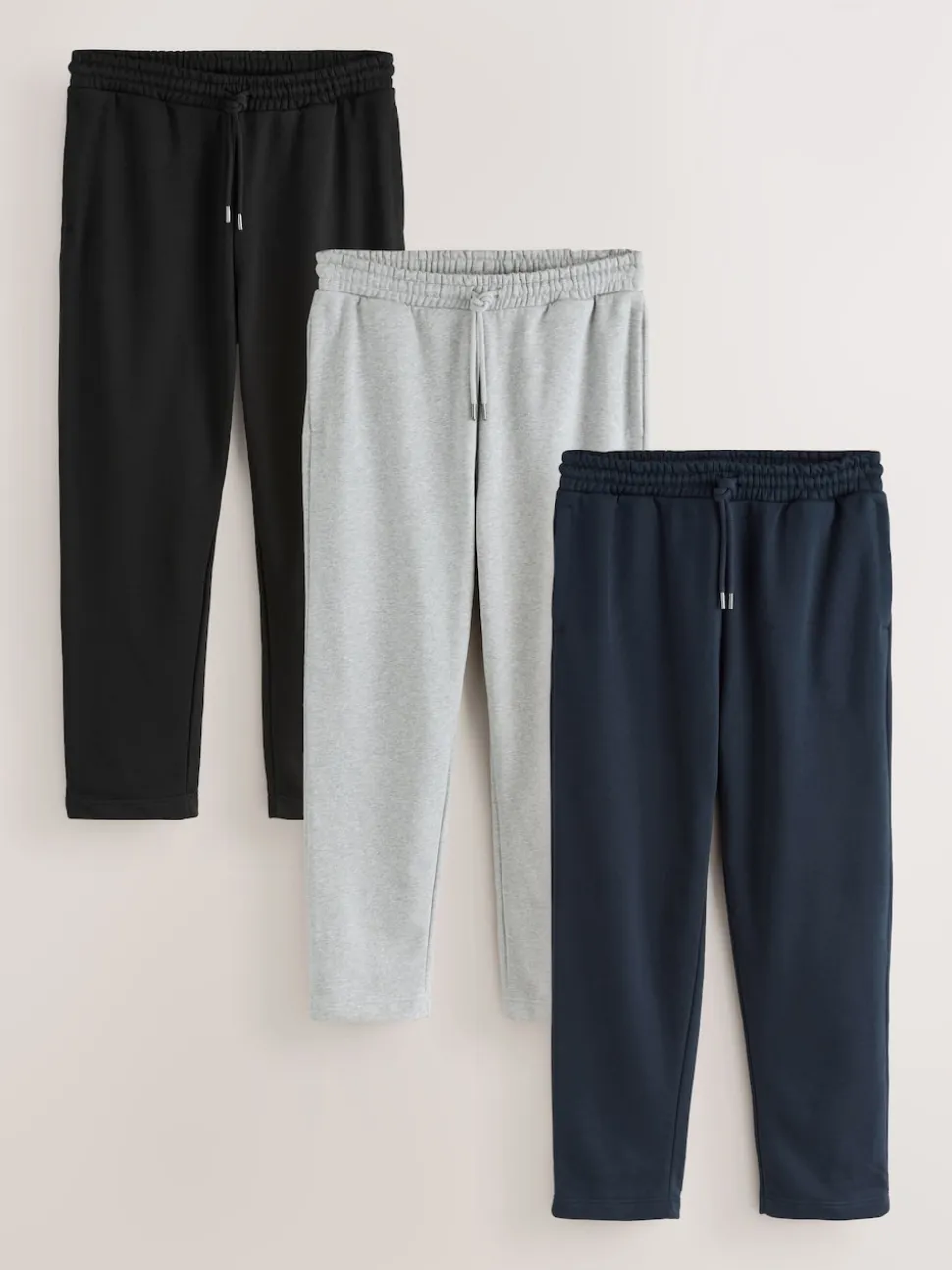 Black/Navy Blue/Grey Marl Brushback Heavyweight 3 Pack Joggers