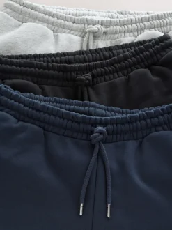 Black/Navy Blue/Grey Marl Brushback Heavyweight 3 Pack Joggers
