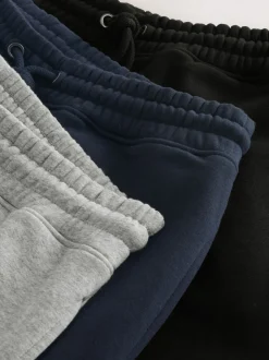 Black/Navy Blue/Grey Slim Fit Cotton Rich Jersey Joggers 3 Pack