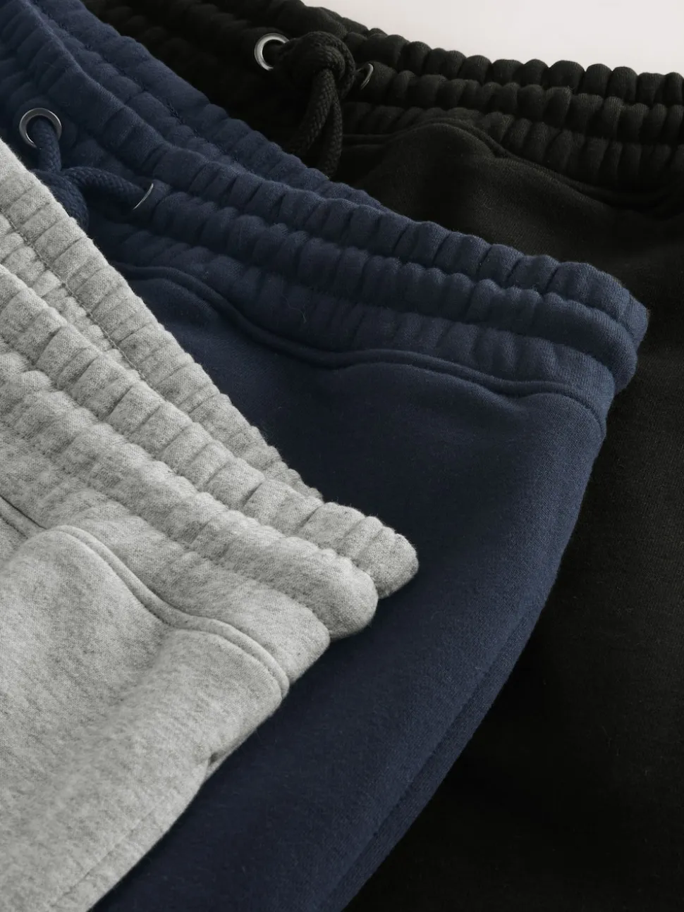 Black/Navy Blue/Grey Slim Fit Cotton Rich Jersey Joggers 3 Pack