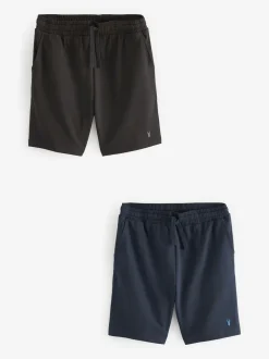 Black/Navy Loopback Soft Touch 2 Pack Jogger Shorts