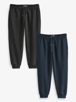 Black/Navy Slim Fit Brushback Heavyweight 2 Pack Joggers