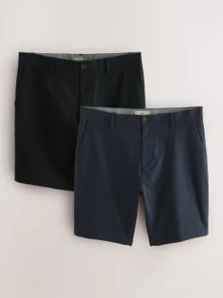 Black/Navy Slim Fit Stretch Chino Shorts 2 Pack