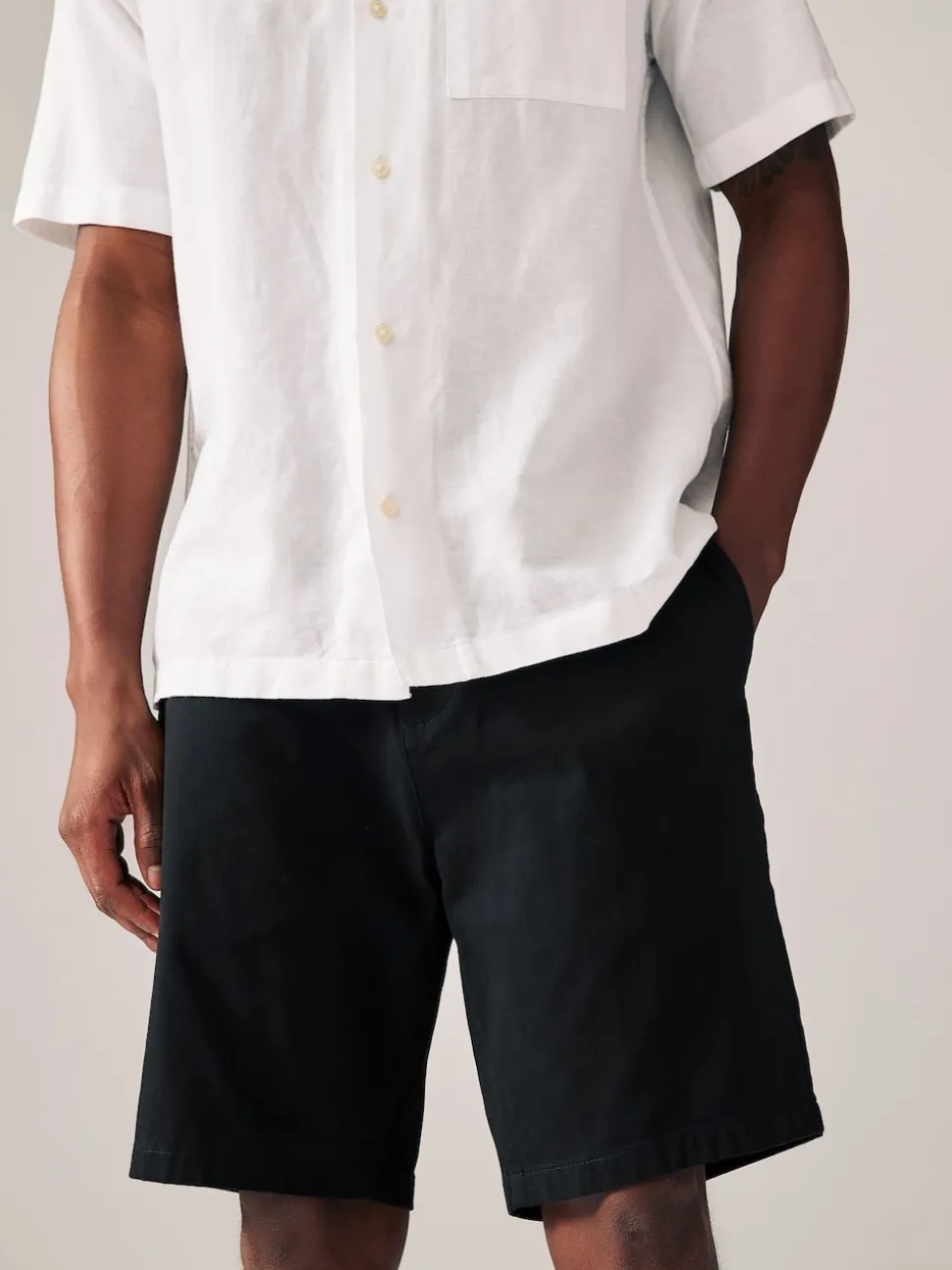 Black/Navy Slim Fit Stretch Chino Shorts 2 Pack