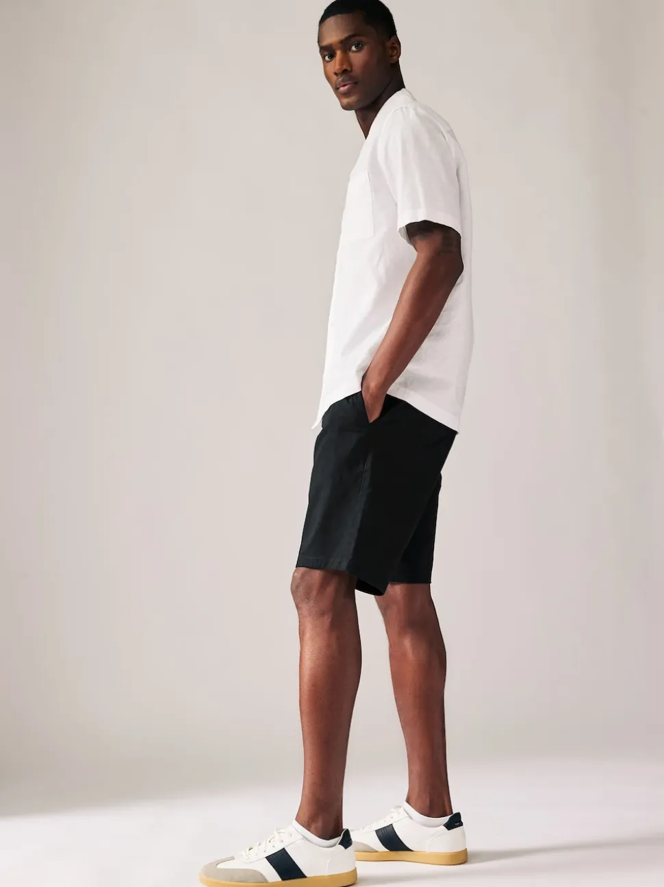 Black/Navy Slim Fit Stretch Chino Shorts 2 Pack