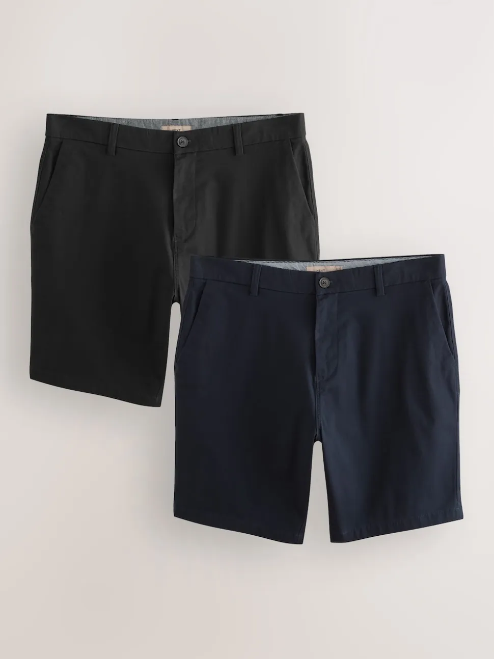 Black/Navy Straight Fit Stretch Chino Shorts 2 Pack