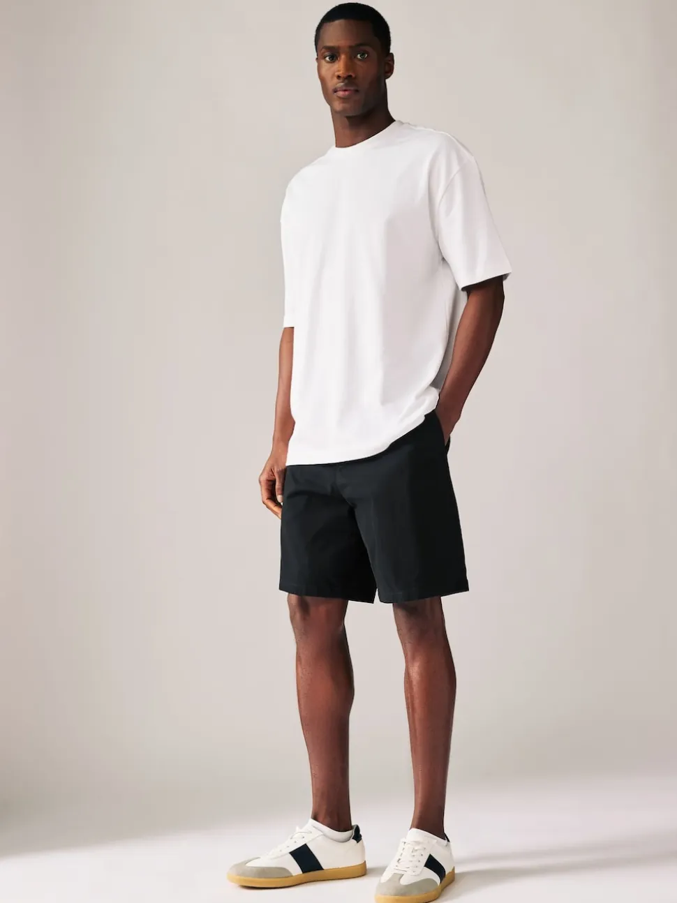 Black/Navy Straight Fit Stretch Chino Shorts 2 Pack