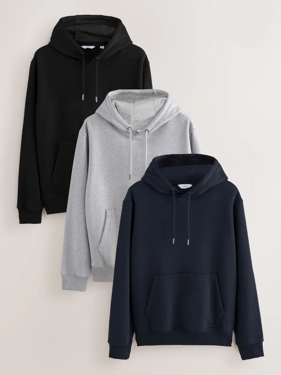 Black/Navy/Grey Marl Jersey Hoodies 3 Pack
