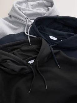 Black/Navy/Grey Marl Jersey Hoodies 3 Pack