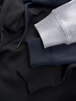 Black/Navy/Grey Marl Jersey Hoodies 3 Pack