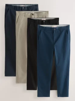 Black/Navy/Stone/Blue Slim Stretch Chino Trousers 4 Pack