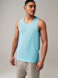 Black/Navy/White/Blue 100% Cotton Vests 4 Pack