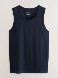 Black/Navy/White/Blue 100% Cotton Vests 4 Pack