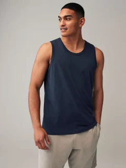 Black/Navy/White/Blue 100% Cotton Vests 4 Pack