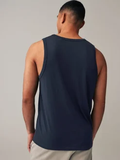 Black/Navy/White/Blue 100% Cotton Vests 4 Pack