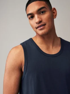 Black/Navy/White/Blue 100% Cotton Vests 4 Pack