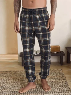 Black/Neutral Check Motionflex Corded Cosy Cuffed Pyjama Bottoms