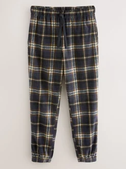 Black/Neutral Check Motionflex Corded Cosy Cuffed Pyjama Bottoms
