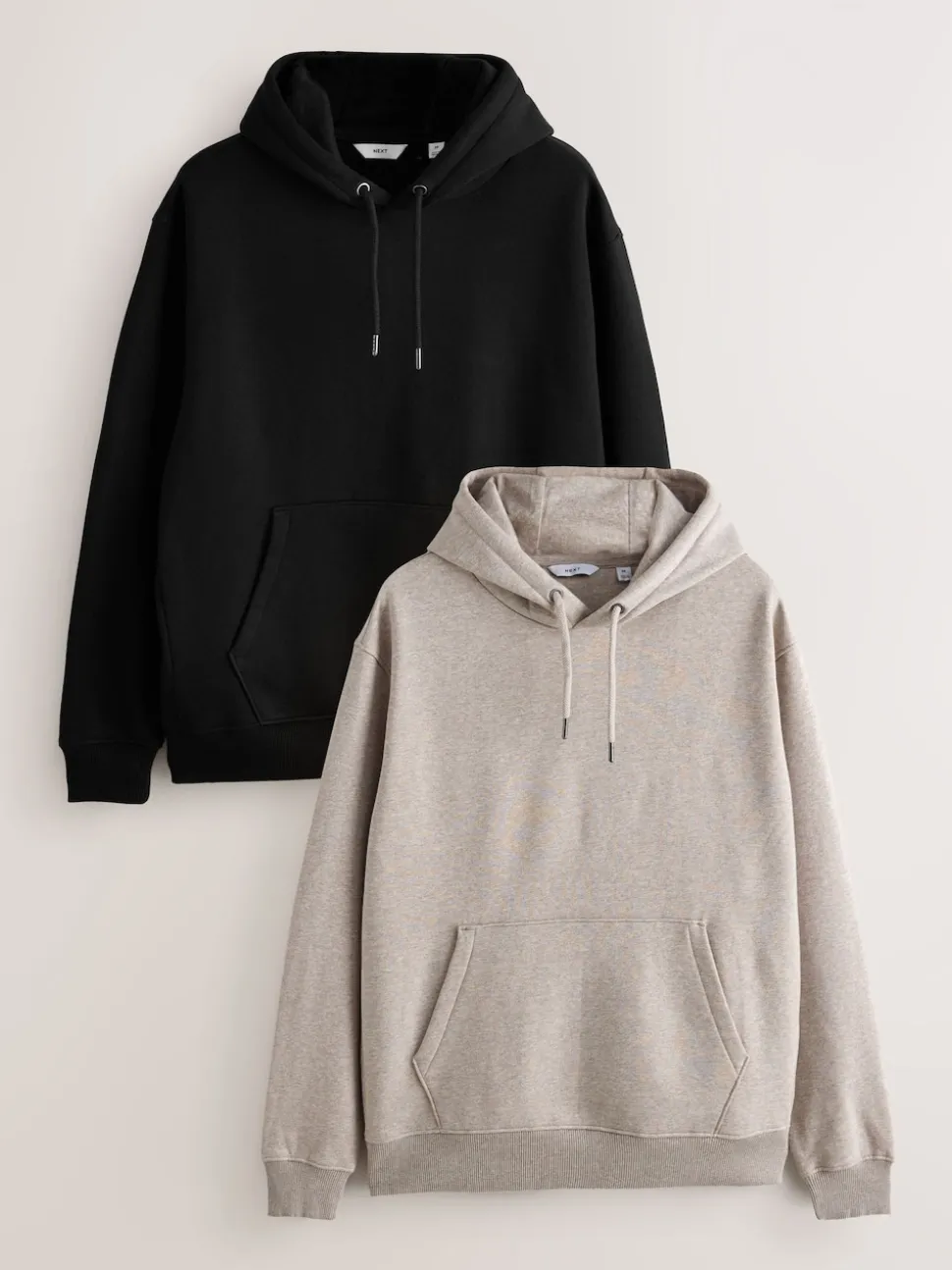 Black/Neutral Cotton Rich Jersey Overhead Hoodies 2 Pack