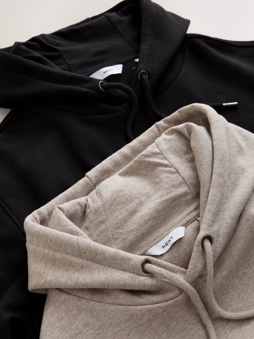 Black/Neutral Cotton Rich Jersey Overhead Hoodies 2 Pack