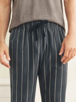 Black/Neutral Stripe Motionflex Cosy Short Sleeve Pyjamas Set