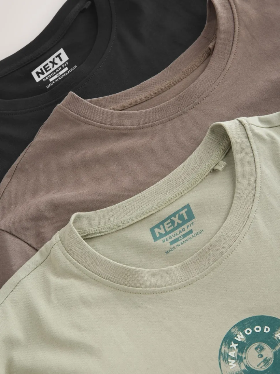 Black/Neutral/Green Regular Fit Graphic Print T-Shirts 3 Pack