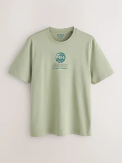 Black/Neutral/Green Regular Fit Graphic Print T-Shirts 3 Pack