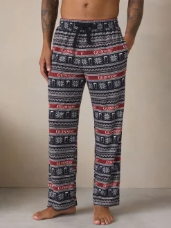 Black/Red Fairisle Guinness License Long Pyjama Bottoms