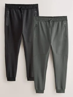 Black/Slate Grey Interlock Soft Touch 2 Pack Cuffed Joggers