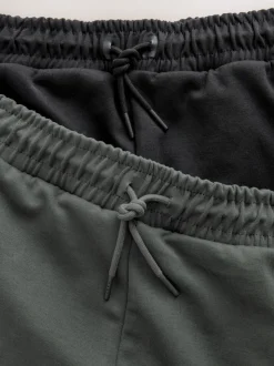 Black/Slate Grey Interlock Soft Touch 2 Pack Cuffed Joggers