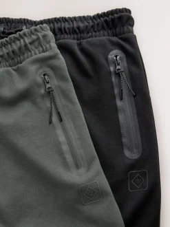 Black/Slate Grey Interlock Soft Touch 2 Pack Cuffed Joggers