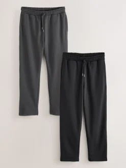 Black/Slate Grey Straight Fit Brushback Heavyweight 2 Pack Joggers
