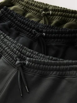 Black/Slate Grey/Khaki Green Slim Fit Cotton Rich Jersey Joggers 3 Pack
