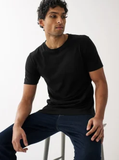 Black/Slate/Grey Marl/White/Navy/Blue Regular Fit Essential Cotton T-Shirts 6 Pack