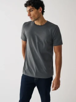 Black/Slate/Grey Marl/White/Navy/Blue Regular Fit Essential Cotton T-Shirts 6 Pack