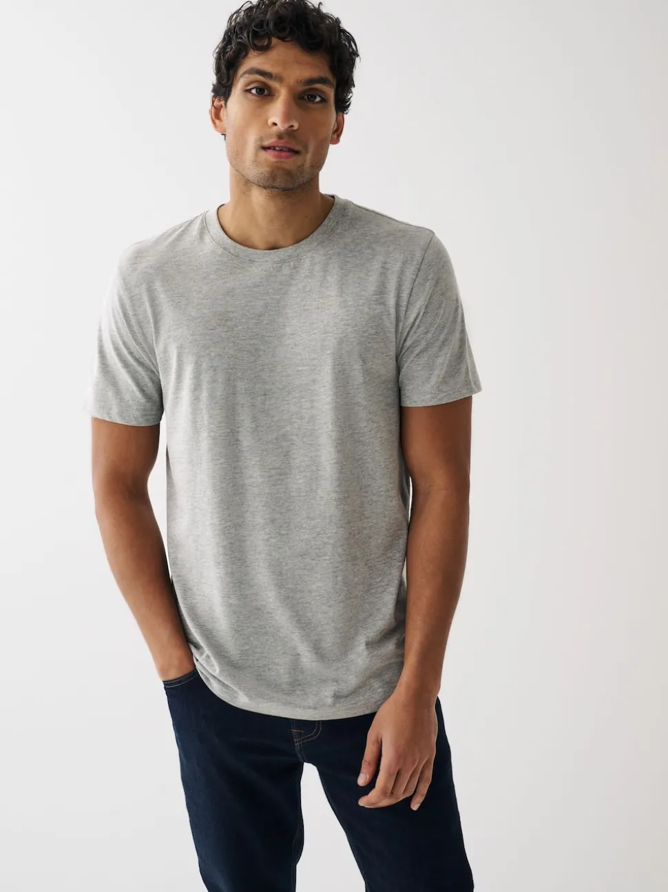 Black/Slate/Grey Marl/White/Navy/Blue Regular Fit Essential Cotton T-Shirts 6 Pack