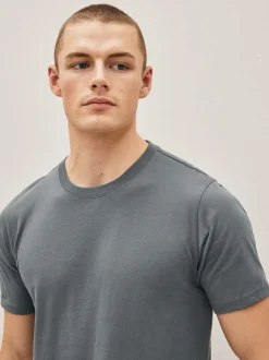 Black/Slate/Grey Marl/White/Navy/Blue Slim Fit Essential Cotton T-Shirts 6 Pack