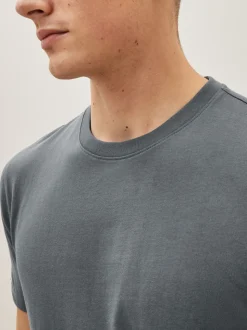 Black/Slate/Grey Marl/White/Navy/Blue Slim Fit Essential Cotton T-Shirts 6 Pack