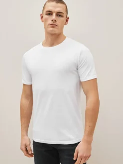 Black/Slate/Grey Marl/White/Navy/Blue Slim Fit Essential Cotton T-Shirts 6 Pack