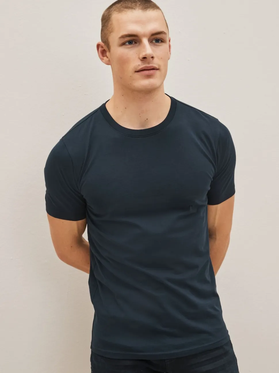 Black/Slate/Grey Marl/White/Navy/Blue Slim Fit Essential Cotton T-Shirts 6 Pack