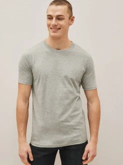 Black/Slate/Grey Marl/White/Navy/Blue Slim Fit Essential Cotton T-Shirts 6 Pack