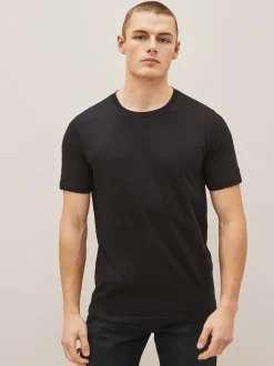 Black/Slate/Grey Marl/White/Navy/Blue Slim Fit Essential Cotton T-Shirts 6 Pack