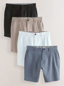 Black/Vintage Blue/ White/ Mushroom Straight Fit Stretch Chino Shorts 4 Pack