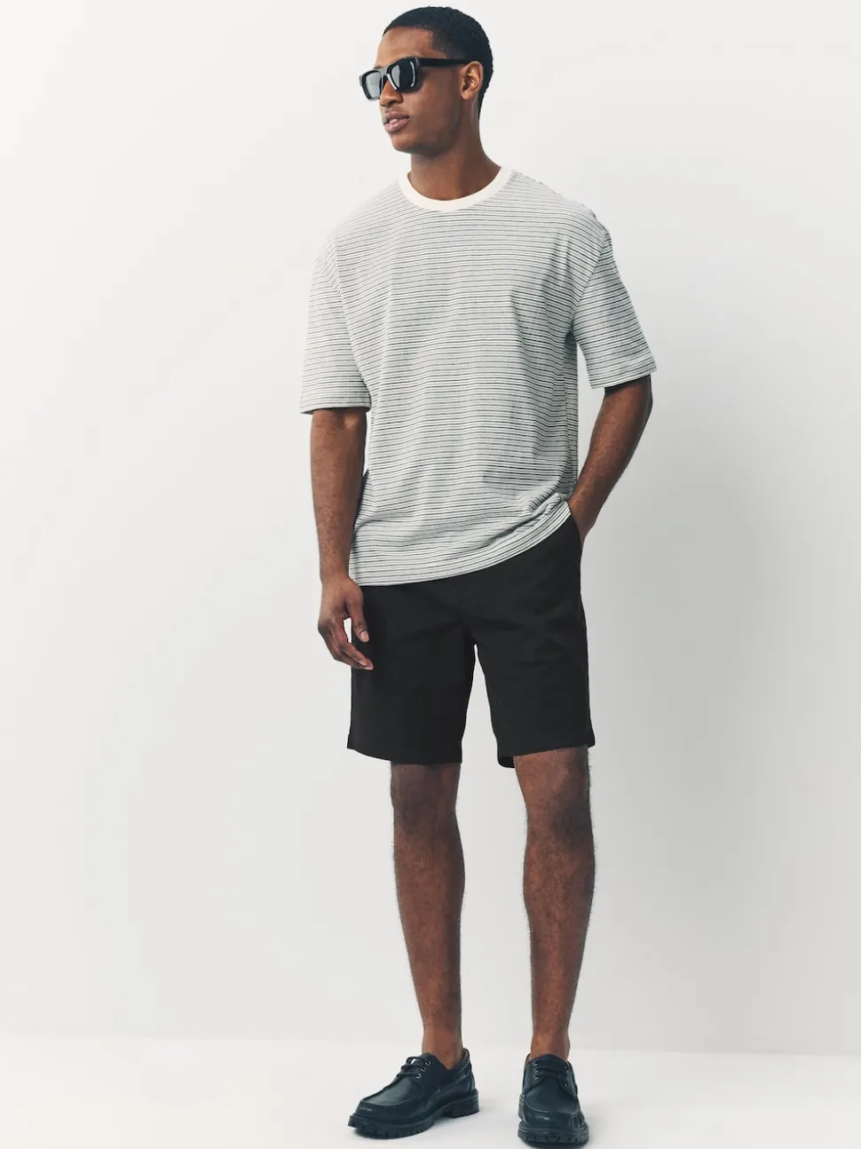 Black/Vintage Blue/ White/ Mushroom Straight Fit Stretch Chino Shorts 4 Pack